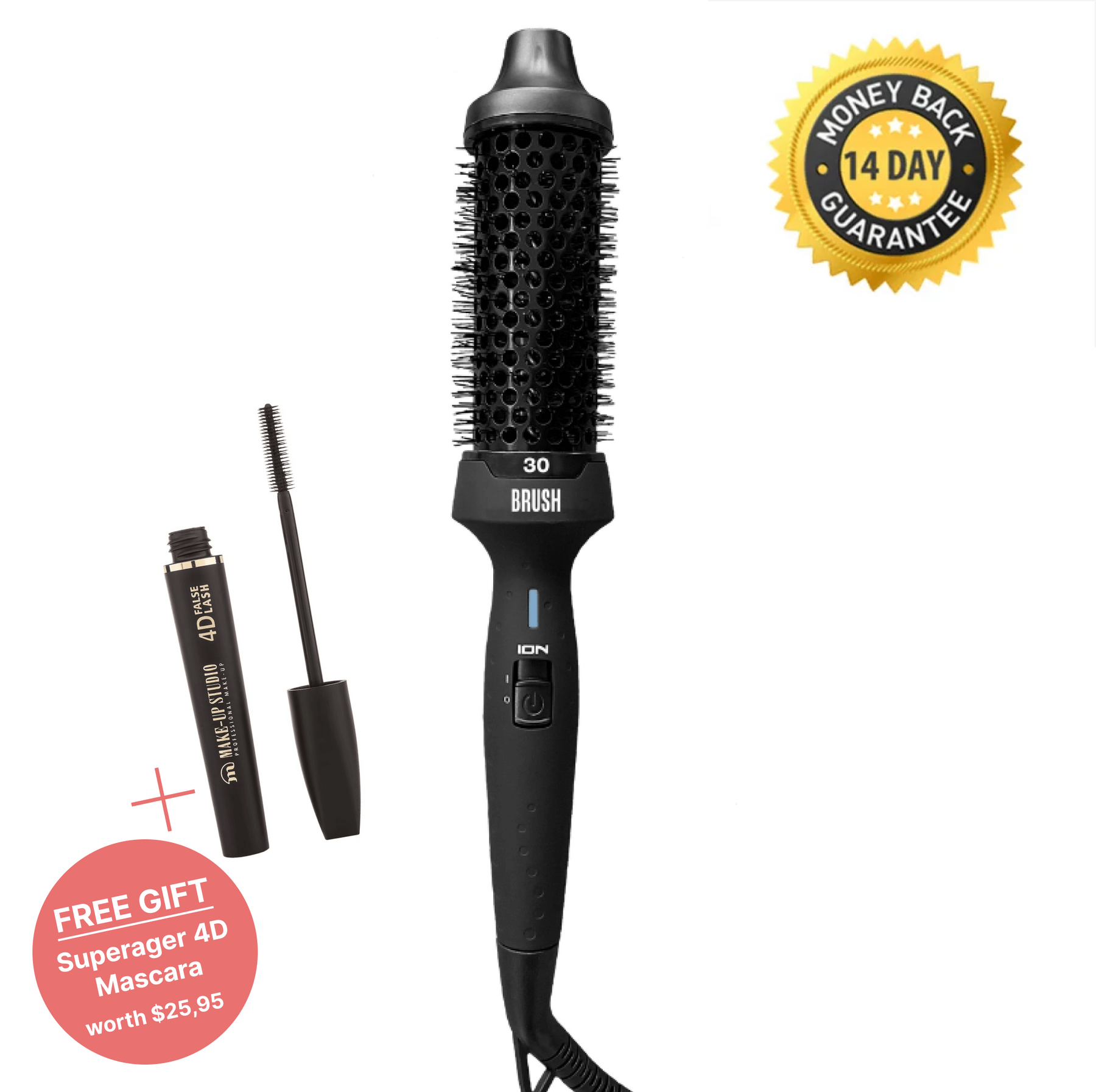 B.R.U.S.H. 30/40 Hot Styling Brush + SuperAger 4D Mascara