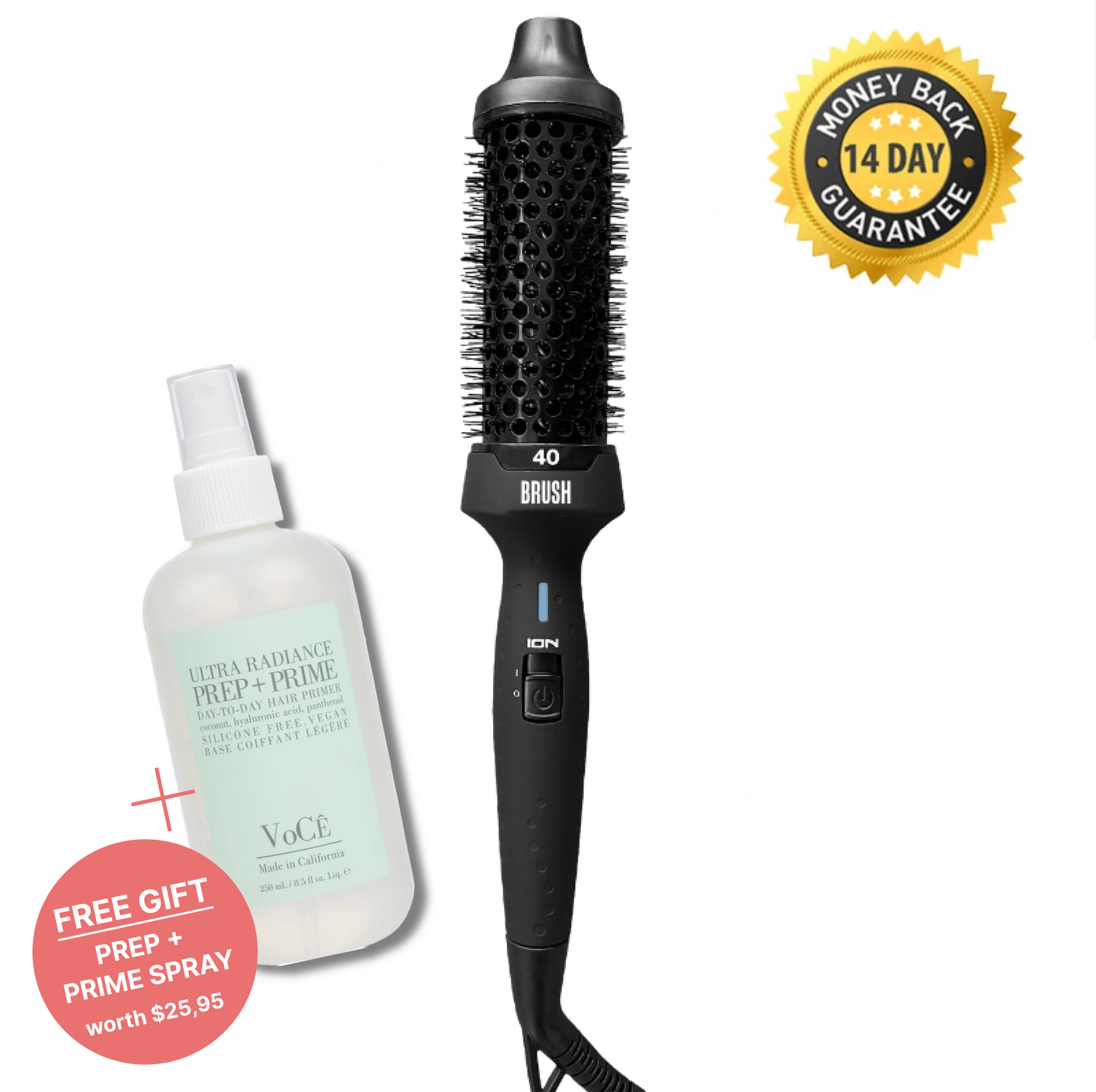 B.R.U.S.H. 30/40 Hot Styling Brush + Free Prep and Prime Spray