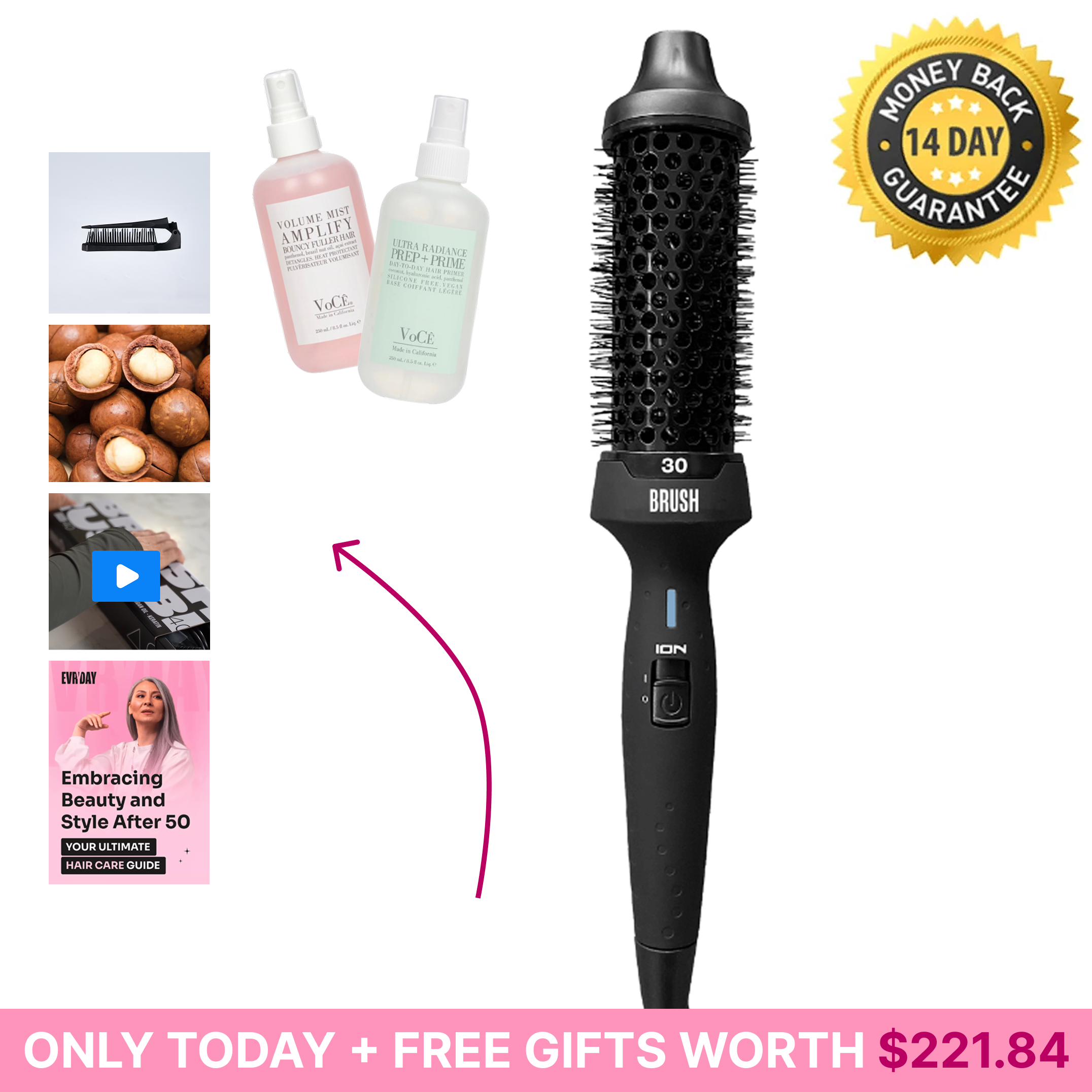 B.R.U.S.H. 30/40 Hot Styling Brush + FREE Gifts
