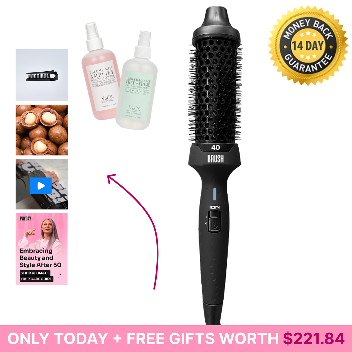 B.R.U.S.H. 30/40 Hot Styling Brush + FREE Gifts