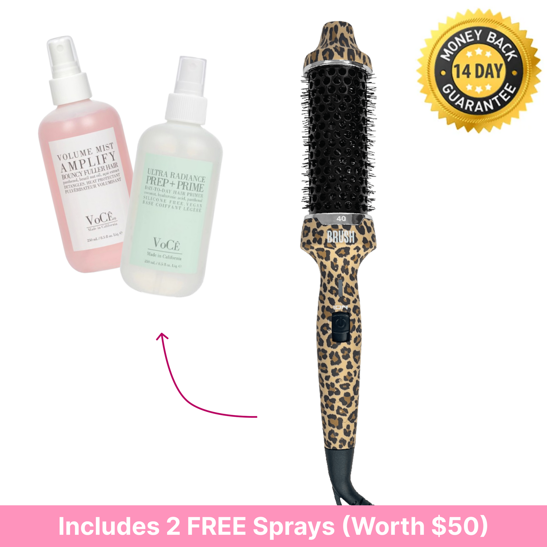 B.R.U.S.H. 30/40 Hot Styling Brush + FREE Sprays