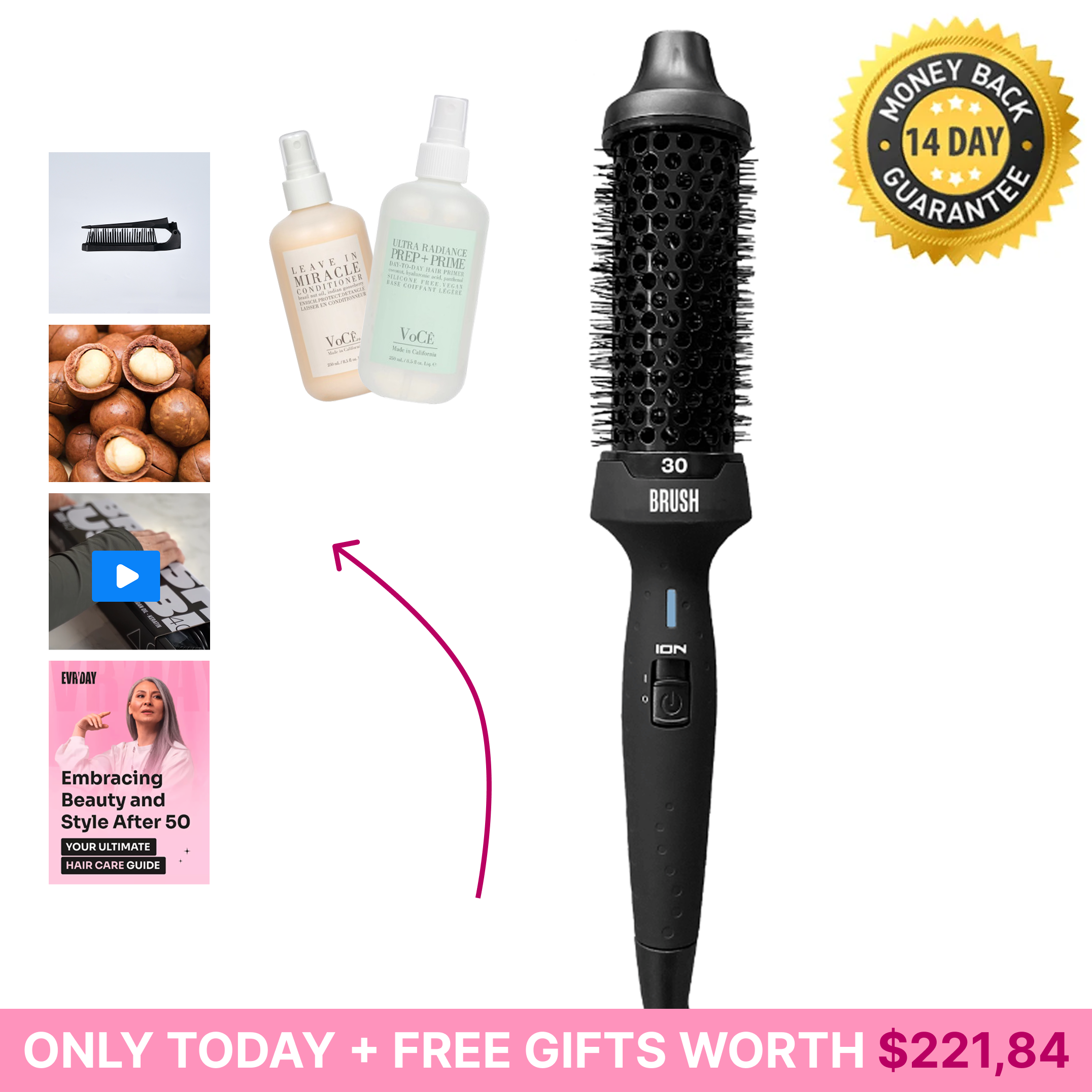 B.R.U.S.H. 30/40 Hot Styling Brush + FREE Gifts